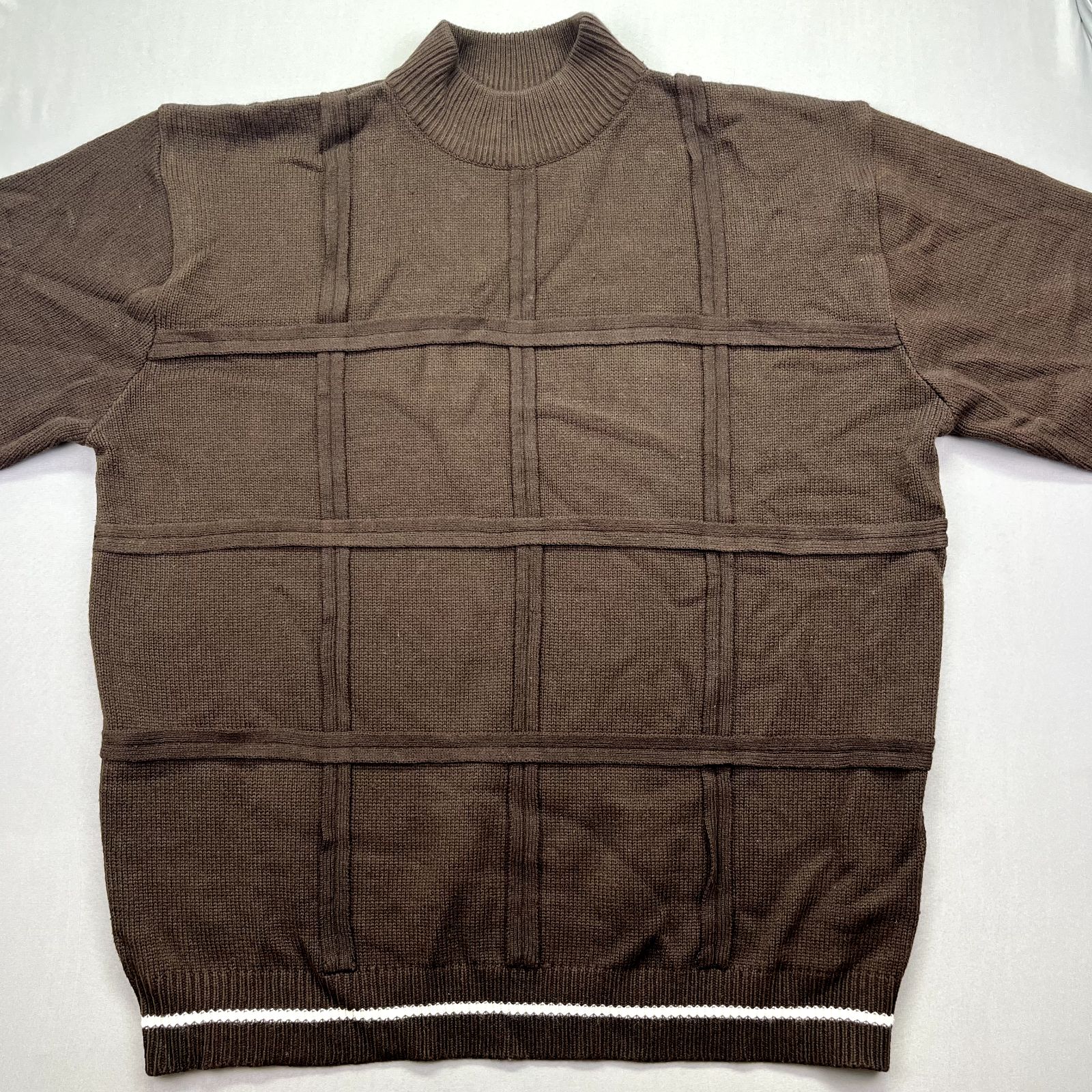 Vtg Sweater Mens 2xl Brown Cableknit Textured Pullover Dad Grandpa Stub Producti